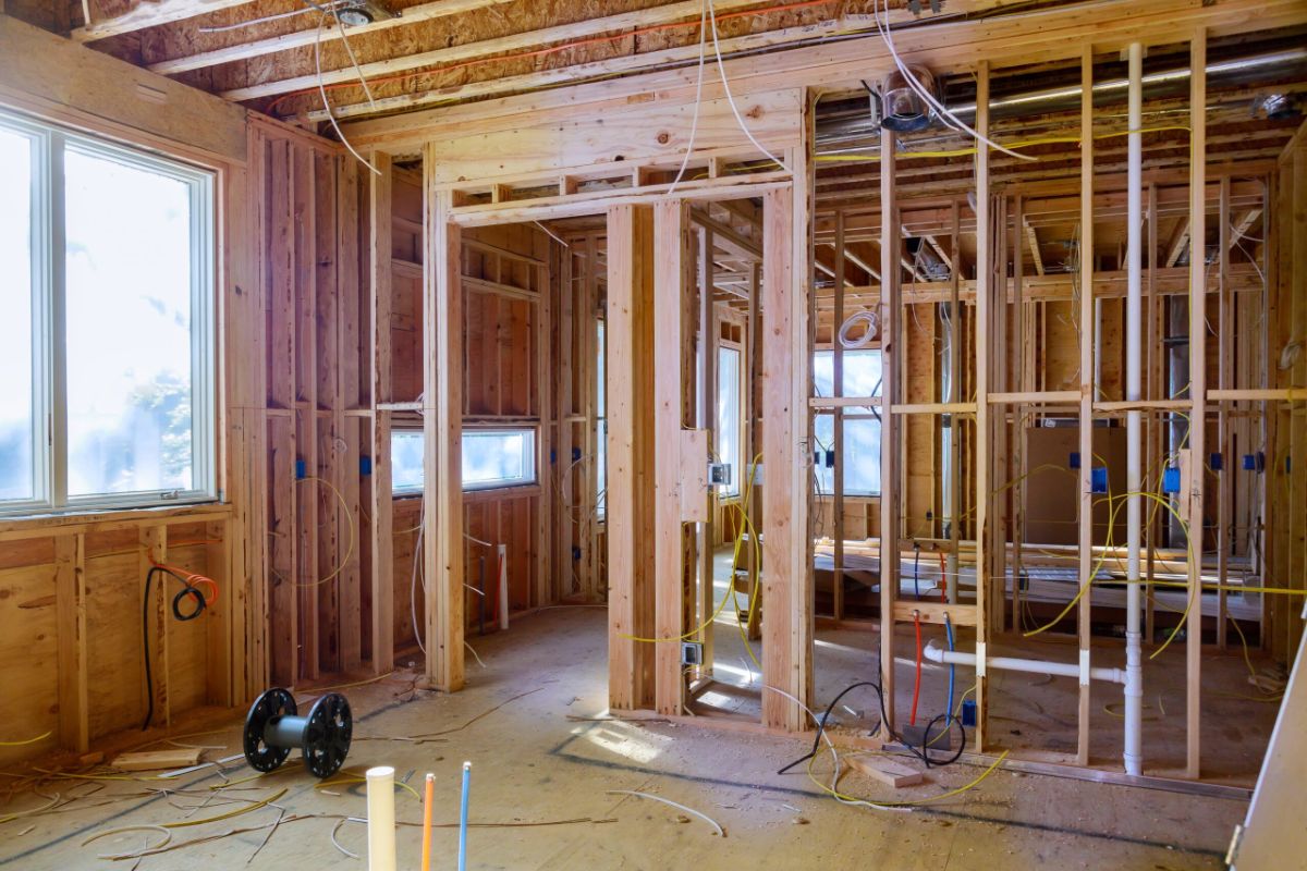 House interior timber framing during construction